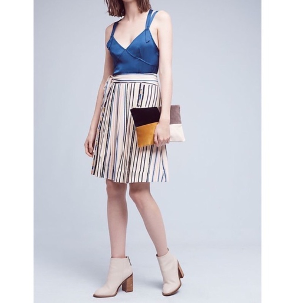 Anthropologie Elanna wrap striped skirt M